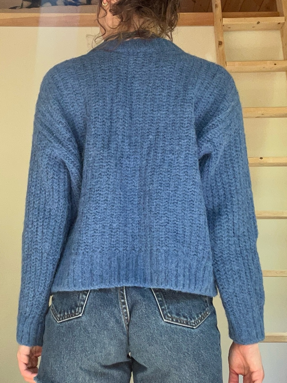 Sezane Jose Jumper in Azure Blue with Alpaca Wool Blend - Picture 3 of 5